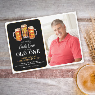 Convites Um Frio Com A Velha Foto De Aniversário De Cerveja