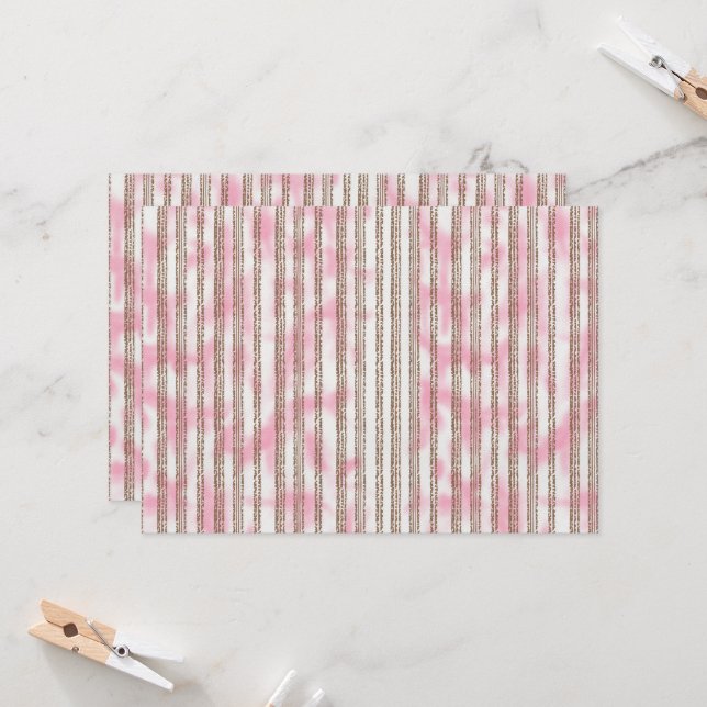 Convites um fundo listrado rosa e branco (Frente/Verso In Situ)