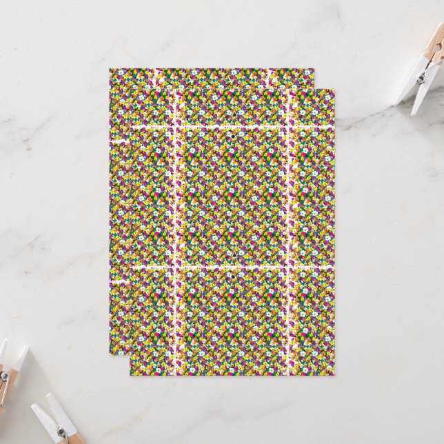 Convites um fundo multicolorido com quadrados e pontos (Frente/Verso In Situ)