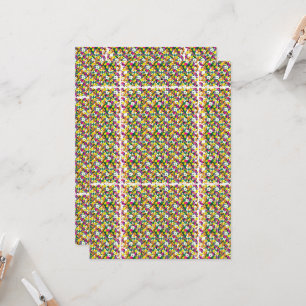 Convites um fundo multicolorido com quadrados e pontos