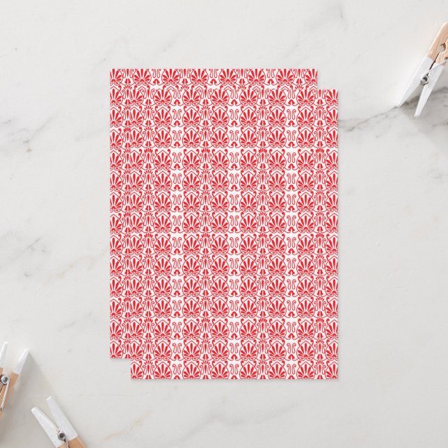 Convites um fundo vermelho e branco com um padrão (Frente/Verso In Situ)