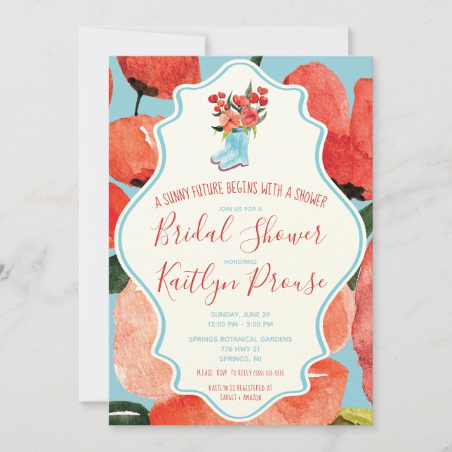 Convites Um futuro ensolarado começa com um Chá!  Rain Boot (Frente)