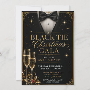 Convites Um Gala de Natal de Gravata Preta