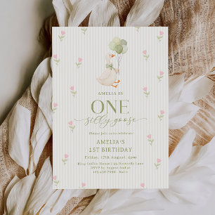 Convites Um Ganso Bobo Balões Floral 1º Aniversário