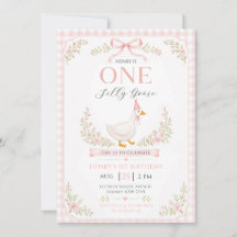 Um Ganso Bobo Rosa Floral 1º Aniversário