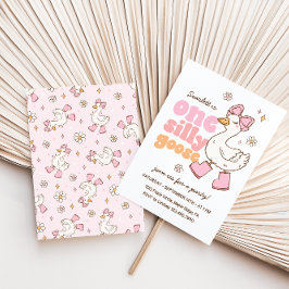 Convites Um Ganso Bobo Rosa Menina 1º Aniversário