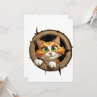 Convites Um Gato de Cartoon com Olhos Verdes Brilhantes