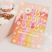 Um Groovy Babe Peace Love Party Rainbow Birthday