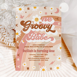 Convites Um Groovy Babe Peace Love Party Rainbow Birthday