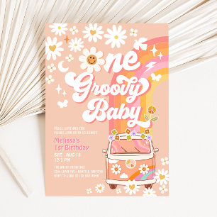 Convites Um Groovy Bebê Hippie Van Daisy 1º Aniversário