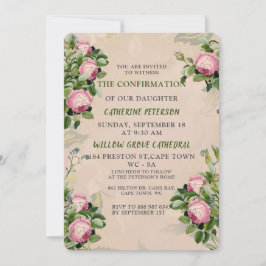 Convites Um Jardim Vitoriano Verdes, Rosas Rosa Confirmação