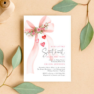Convites Um laço rosa de namorados para baby shower