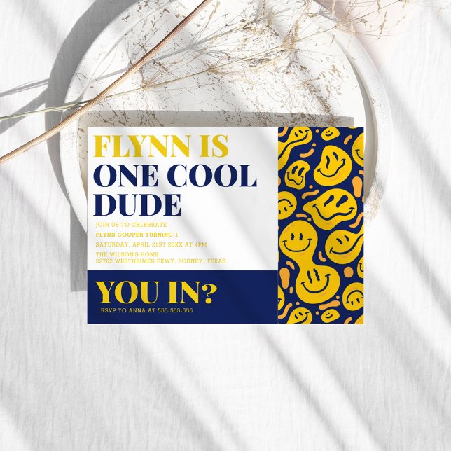 Convites Um Legal cara feliz primeiro aniversário (Criador carregado)