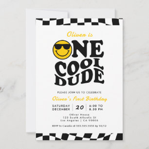 Convites Um Legal primeiro aniversario de sorriso Wavy Prep