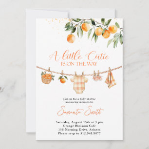 Convites Um lindo varal de roupa laranja para Baby Shower