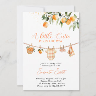 Convites Um lindo varal de roupa laranja para Baby Shower