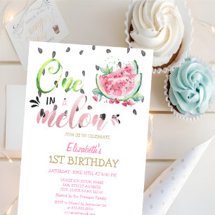 Convites Um Melão Melancias Rosa 1º Aniversário