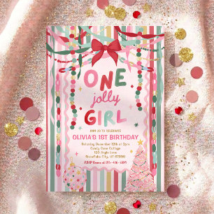Convites Um Menina Alegre Aniversário Natalino Divertido de