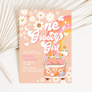 Convites UM Menina Maravilhosa Rosa Pêssego Van Daisy 1º An