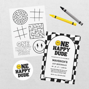 Convites Um Menino Feliz no seu Retrô 1º Aniversário