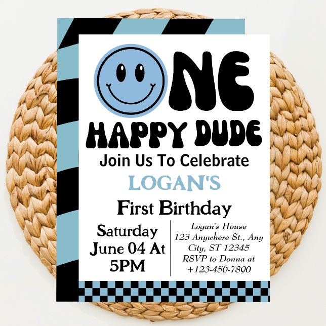Convites Um Menino Feliz  Primeiro Aniversário   (Criador carregado)