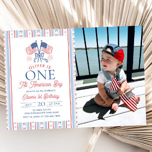 Convites Um Menino Totalmente Americano Foto de Aniversário