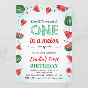 Convites Um na Festa de aniversário de Verão Melon Waterm