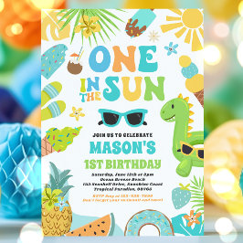 Convites Um Na Festa De primeiro aniversario De Praia Tropi