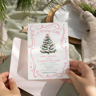 Convites Um Natal Alegre Chuveirinho de Bebê Rosa