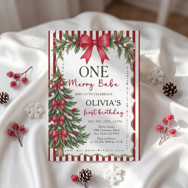 Convites Um Natal de Aniversário Alegre Bebê (Criador carregado)
