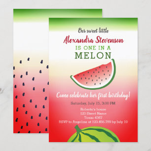 Convites Um no aniversário de Melon