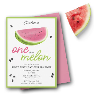 Convites Um no primeiro aniversario Melon Watermelon Summer