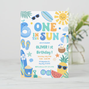 Convites Um no Sol Menino Tropical Primeiro Aniversário