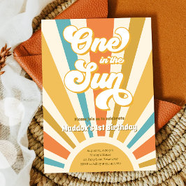Convites Um no Sol Retro Boho Hippie Primeiro Aniversário