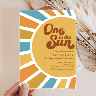Convites Um No Sol Retro Boho Sunshine primeiro aniversar