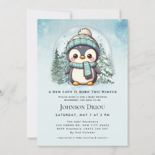 Convites Um Novo Amor Nasce Neste Inverno Pinguim Bebê de I