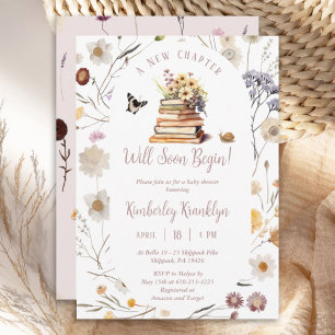 Convites Um novo capítulo Chá de fraldas Storybook Wildflow