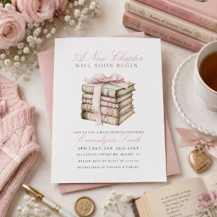 Convites Um Novo Capítulo Começa Arco Rosa Livro Chá de Beb