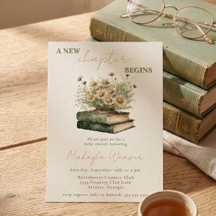 Convites Um Novo Capítulo Começa Chamada Floral de Livros p