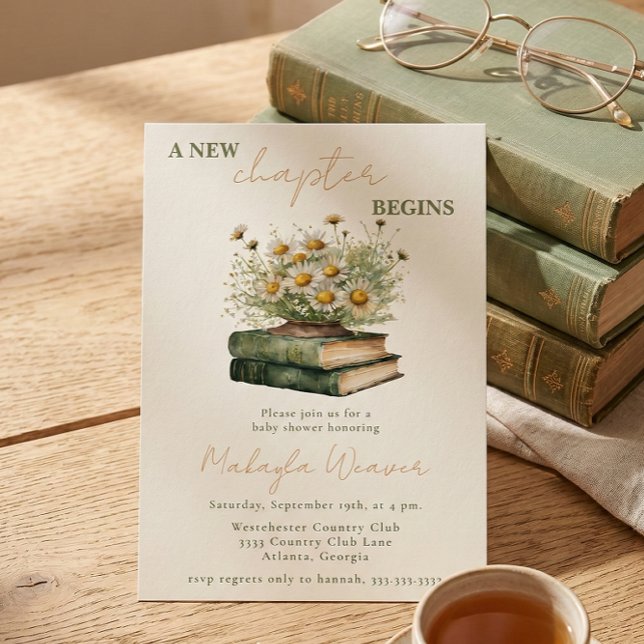 Convites Um Novo Capítulo Começa Chamada Floral de Livros p (Criador carregado)