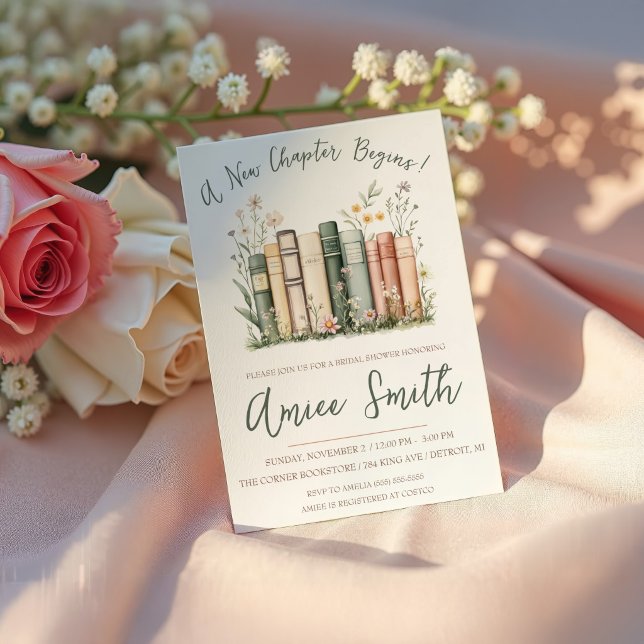 Convites Um Novo Capítulo Começa! Chuveiro de Noiva Floral  (Criador carregado)