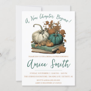 Convites Um Novo Capítulo Começa! Chuveiro Nupcial de Abóbo