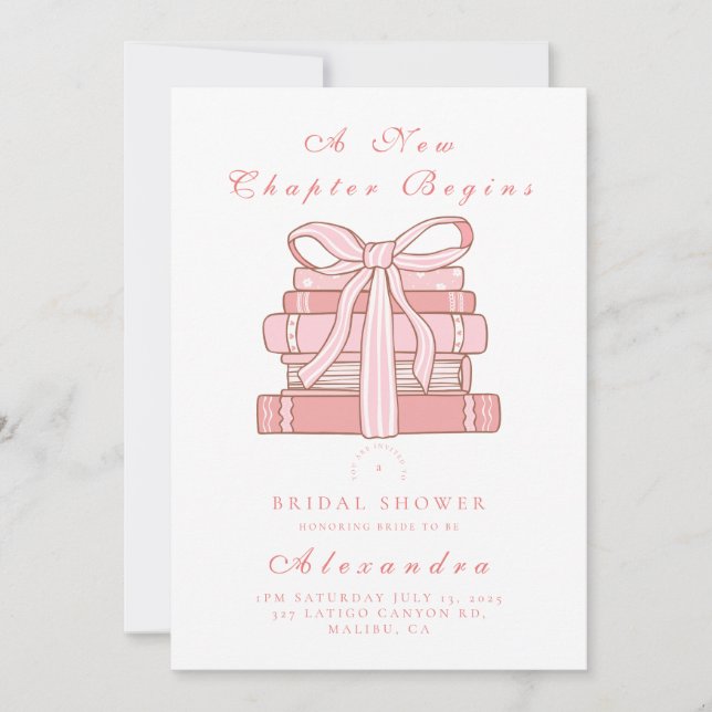 Convites Um novo capítulo começa com livros e arcos cor-de- (Frente)