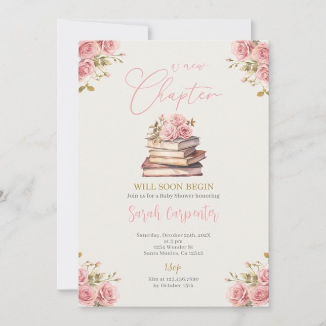 Convites Um Novo Capítulo Começa Garota Chá de fraldas (Frente)