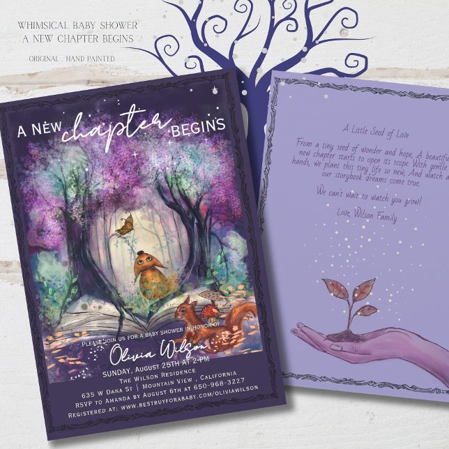 Convites Um Novo Capítulo Começa I Chuvada de Bebê de Conto (A New Chapter Begins I Storybook Baby shower Invitation)