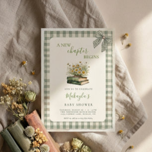 Convites Um Novo Capítulo Começa Livros Chá de Bebê Floral