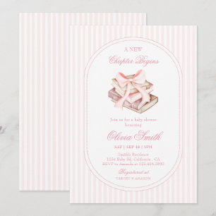 Convites Um Novo Capítulo Começa, Pink Bow Books Chá de Beb