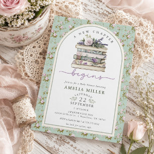 Convites Um Novo Capítulo Floral Livro Shabby Chic Chá de B