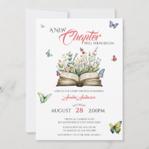 Convites Um Novo Capítulo Livro Floral Aquarela Borboletas