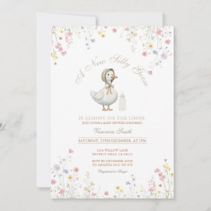 Convites Um Novo Chá de Bebê Silly Goose Flor Silvestre